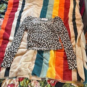 Wildfox Leopard Print Mesh Top